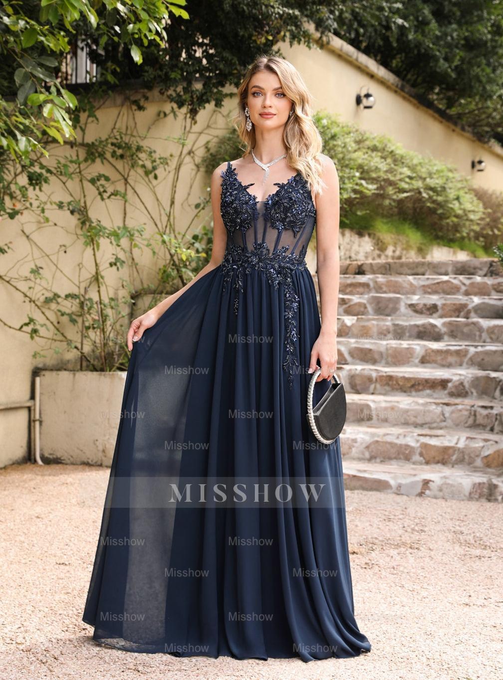 Fabulous A-line Spaghetti Straps Pleated Chiffon Floor Length Dress with Appliques
