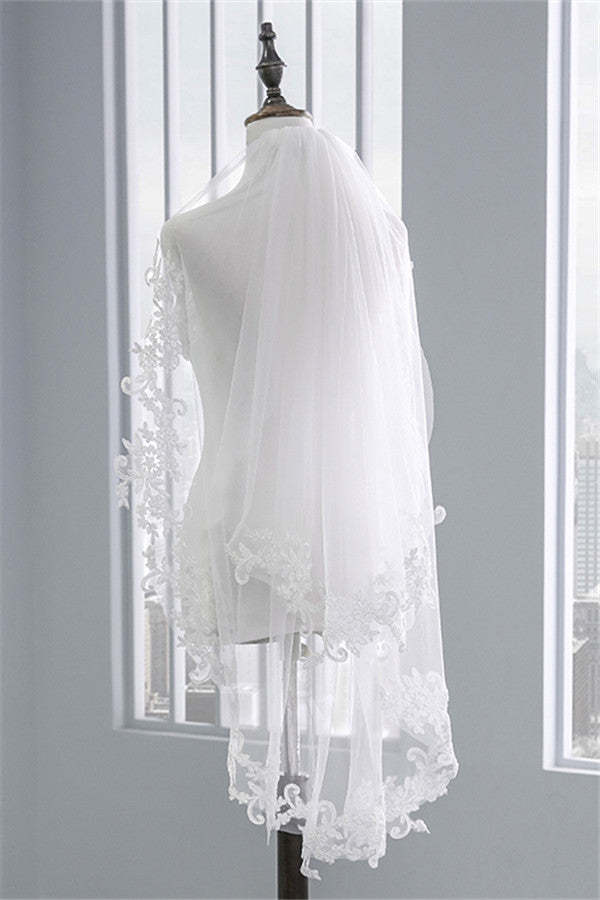 Fashion Tulle Lace Lace Applique Edge 1.7*1.5M Wedding Veils