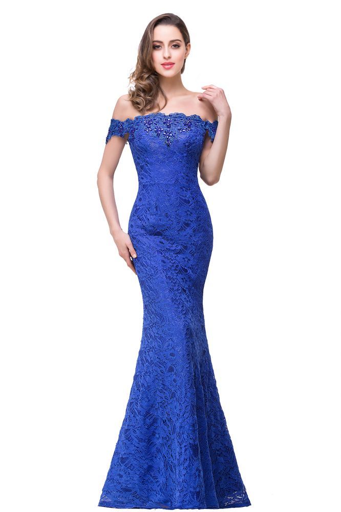 Floor-Length Mermaid Lace Off Shoulder Prom Dresses