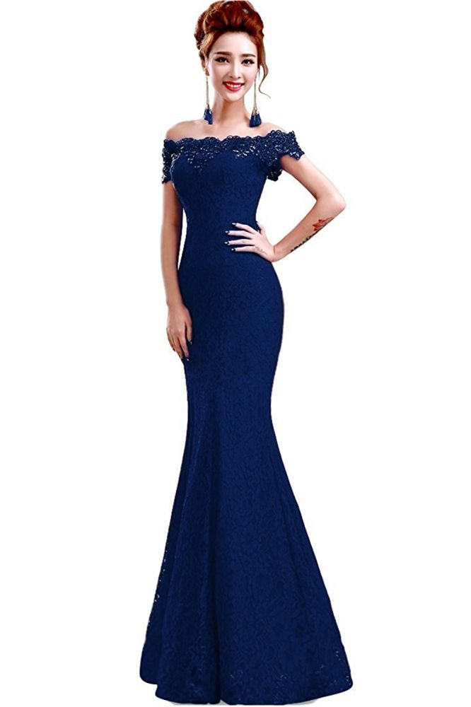 Floor-Length Mermaid Lace Off Shoulder Prom Dresses