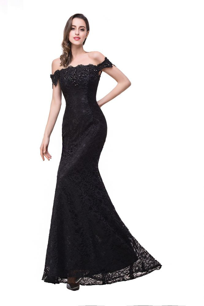 Floor-Length Mermaid Lace Off Shoulder Prom Dresses