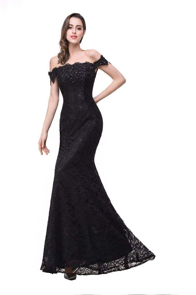 Floor-Length Mermaid Lace Off Shoulder Prom Dresses