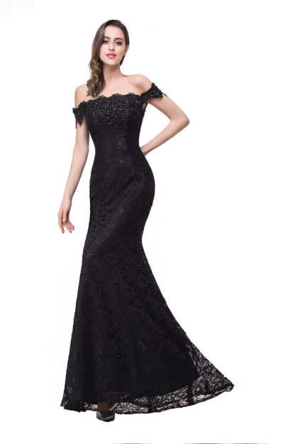 Floor-Length Mermaid Lace Off Shoulder Prom Dresses