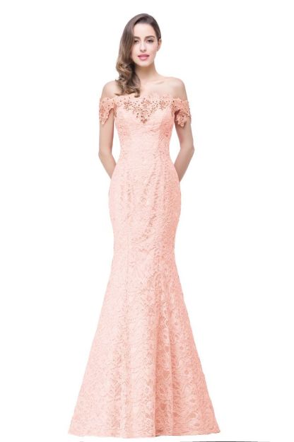 Floor-Length Mermaid Lace Off Shoulder Prom Dresses