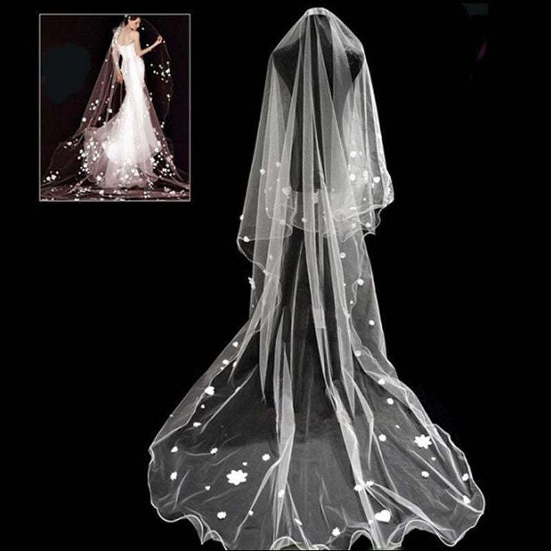 Floral Cute Elegant Tulle Pencil Edge 3*1.5M Wedding Veils