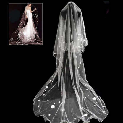 Floral Cute Elegant Tulle Pencil Edge 3*1.5M Wedding Veils