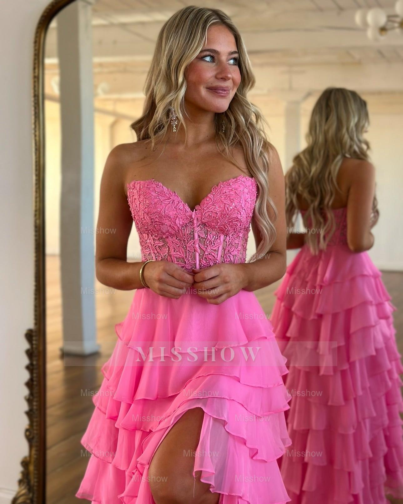 Flowing Blue A-Line Sweetheart Sleeveless Chiffon Prom Dress with Ruffles