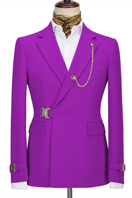 Fashionable Purple Notched Lapel Prom Suit for Men