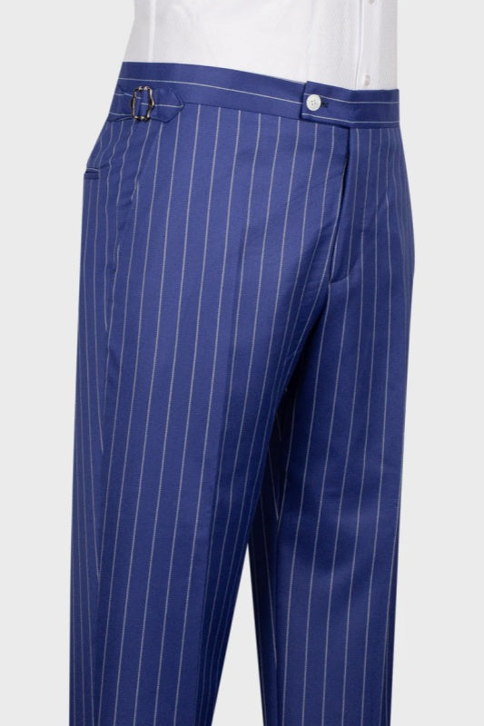 Blue Stripes Peak Lapel Three Piece Business Professional