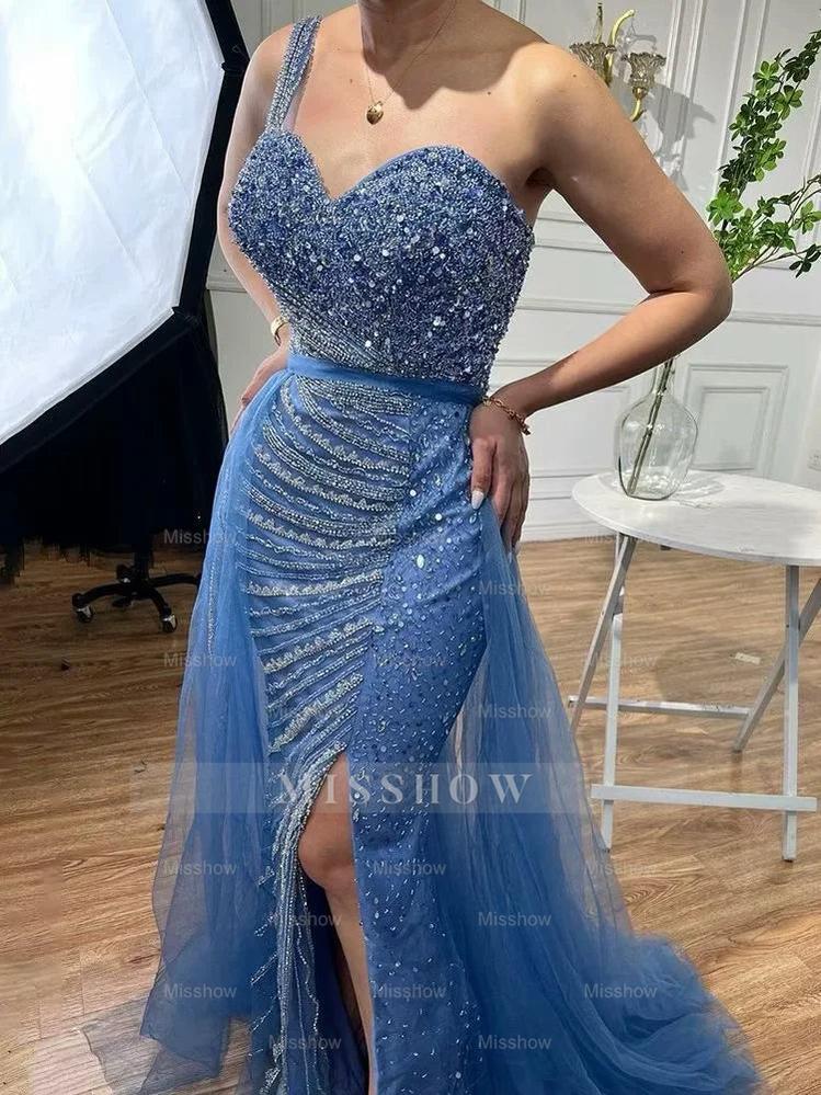 Gorgeous Lavender One shoulder Bead Embroidery Customizable Floor Length Formal Dress