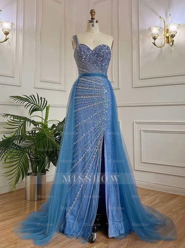 Gorgeous Lavender One shoulder Bead Embroidery Customizable Floor Length Formal Dress