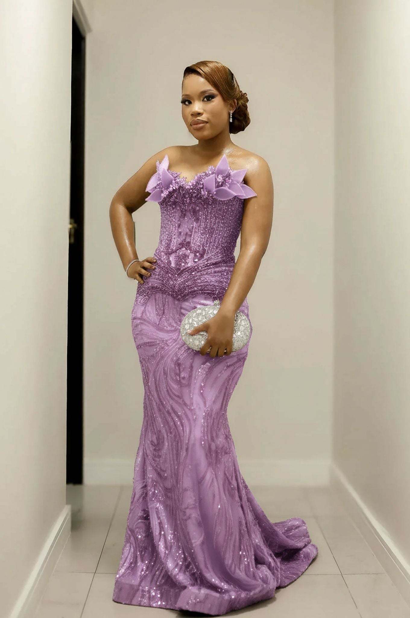 Gorgeous Long Red Mermaid Strapless Beaded Sleeveless Prom Dress