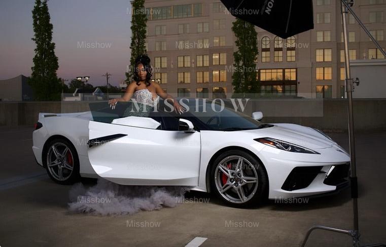 Gorgeous Long Silver Mermaid Beaded Diamond Prom Dress with Ruffles