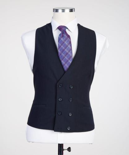 Stylish Dark Navy Three-Piece Peak Lapel Men’s Suits