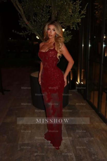 Halter Sleeveless Long Mermaid Formal Dress With Lace Embroidery