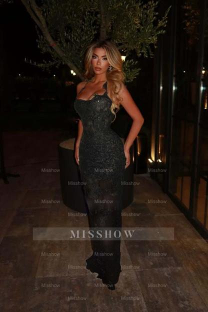 Halter Sleeveless Long Mermaid Formal Dress With Lace Embroidery