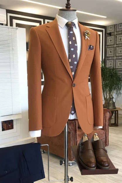 Light Tan Notched Lapel Two Piece Men's Prom Suit
