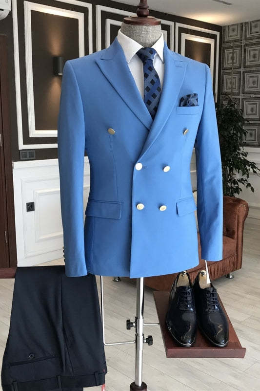 Peaked Lapel Double Breasted Contemporary Prom Outfit