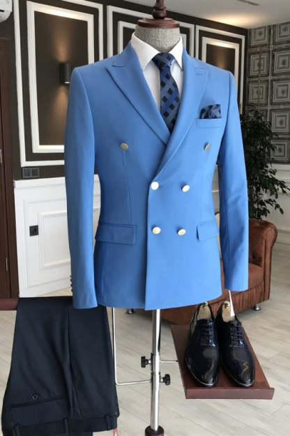 Peaked Lapel Double Breasted Contemporary Prom Outfit