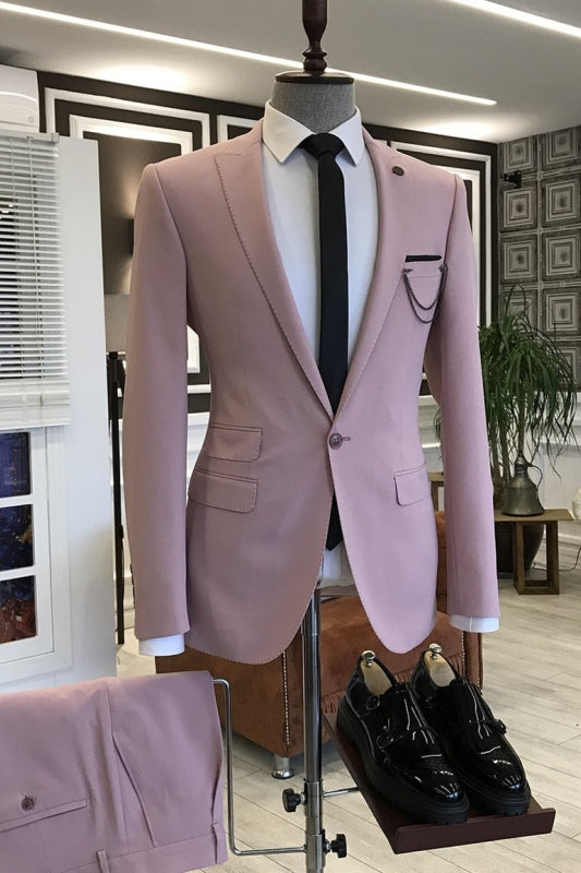 Dusty Rose Peaked Lapel Two-Piece Custom Prom Suit