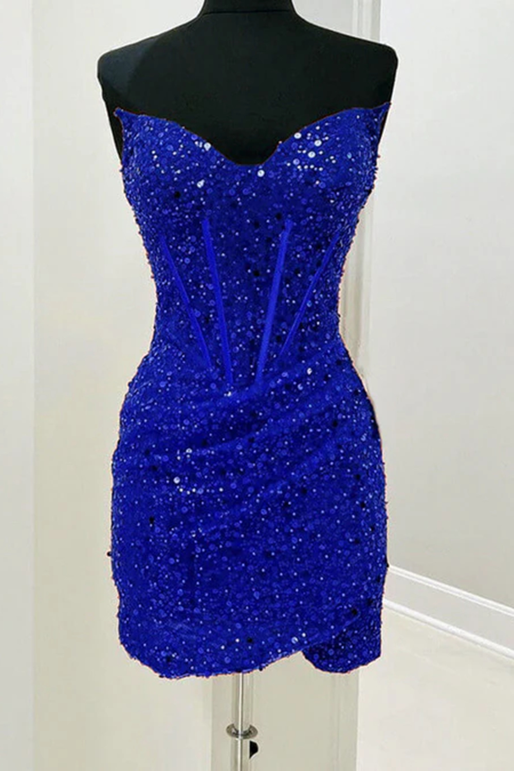 Bodycon Sweetheart Red Sequins Corset Cocktail Dress