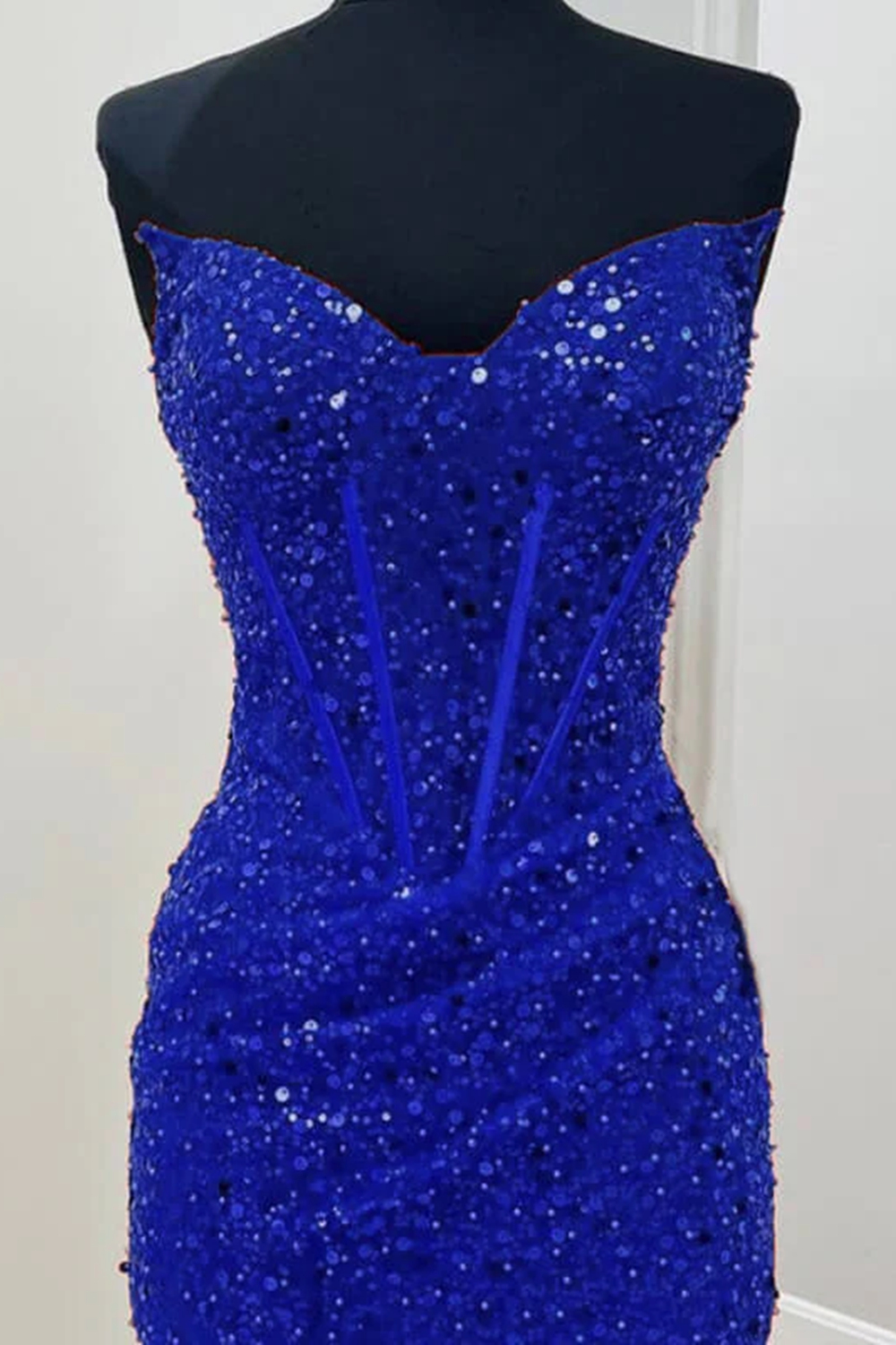 Bodycon Sweetheart Red Sequins Corset Cocktail Dress