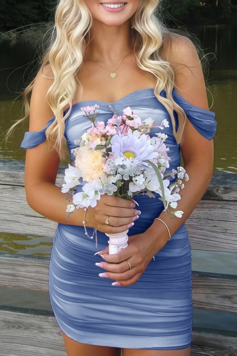 Fuchsia Bodycon Off The Shoulder Ruched Mini Party Dress