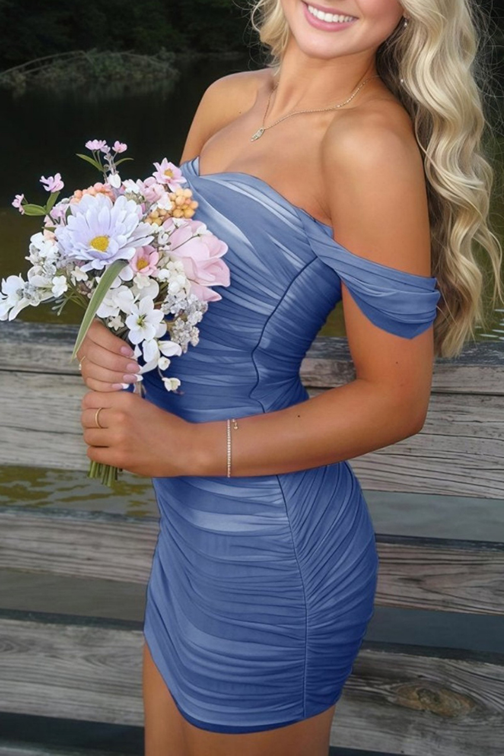 Fuchsia Bodycon Off The Shoulder Ruched Mini Party Dress