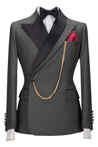 Simple Gray Peaked Lapel Two-Piece Prom Suit For Men