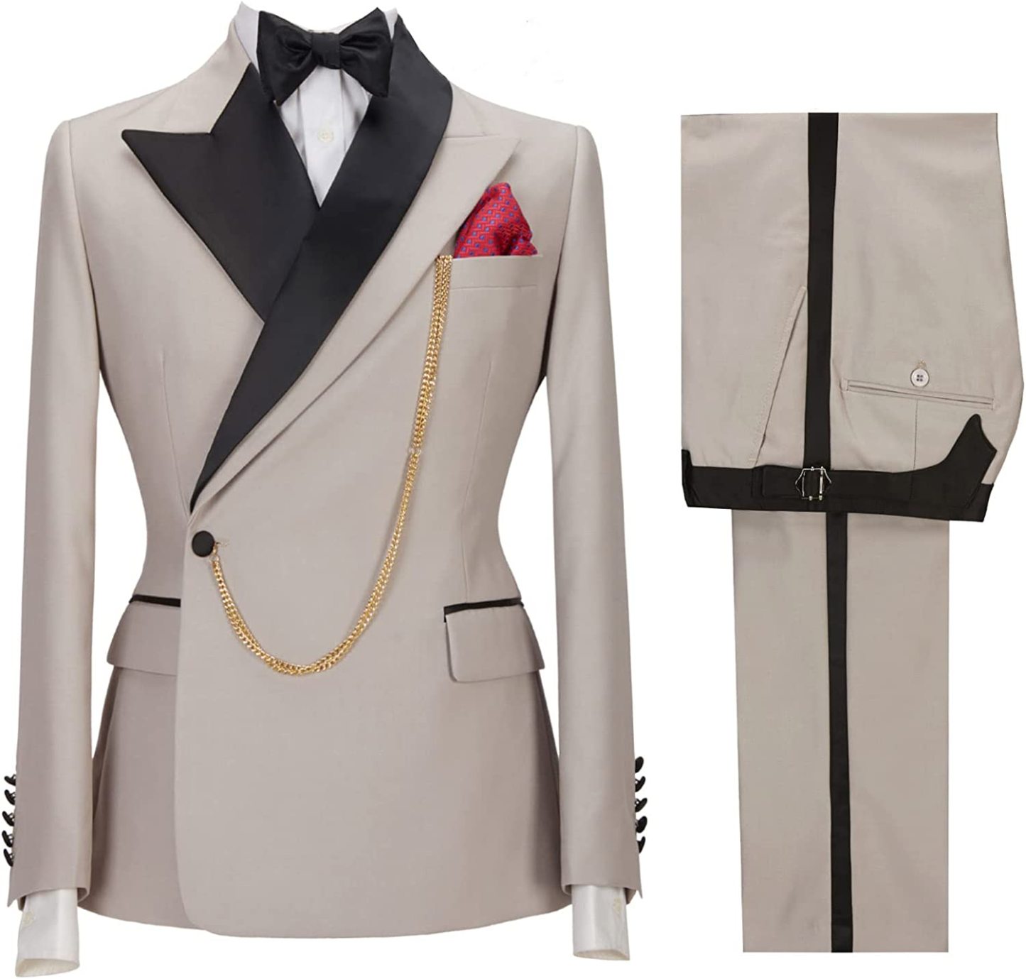 Khaki Peaked Lapel Two-Piece Custom Prom Attire