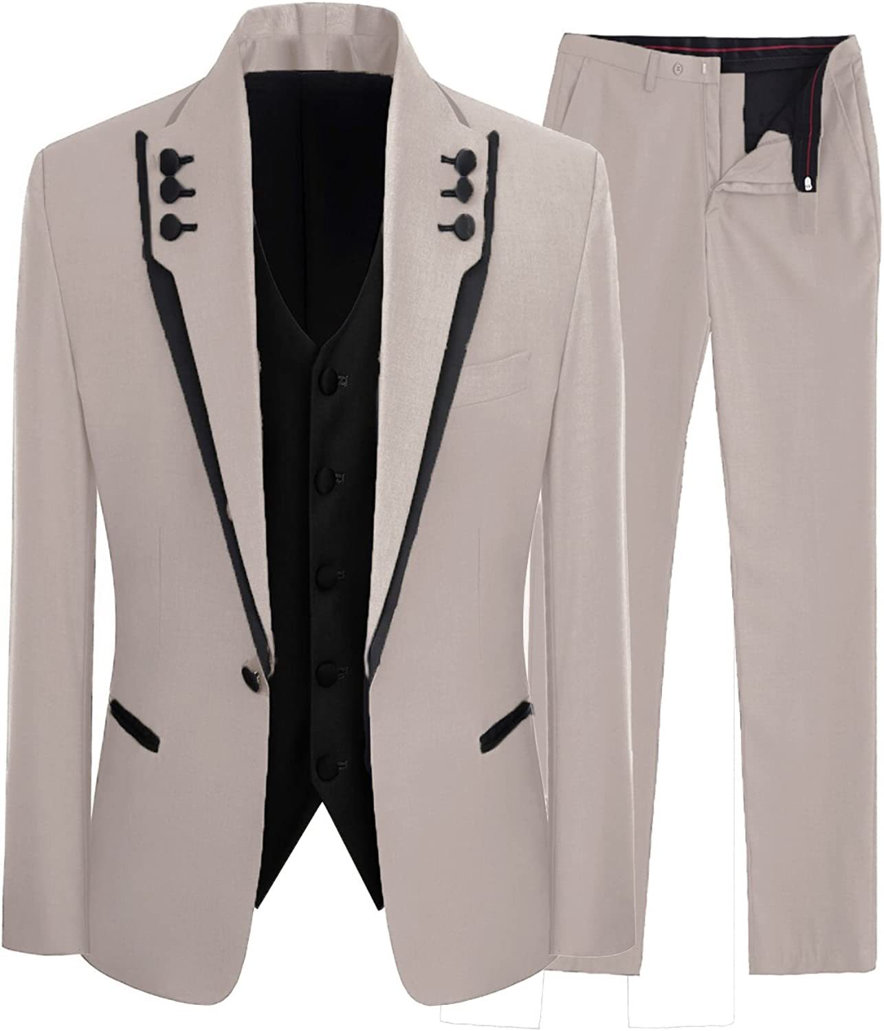 Stylish Nude Shawl Lapel Three-Piece Prom Attire