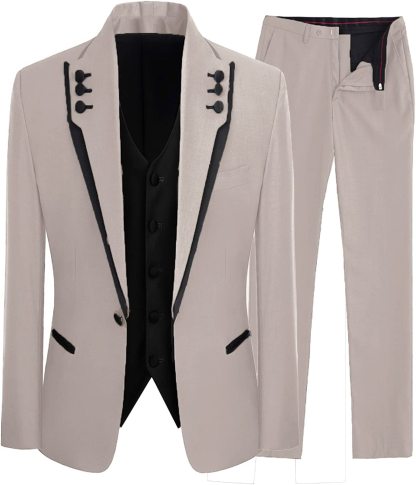 Stylish Nude Shawl Lapel Three-Piece Prom Attire
