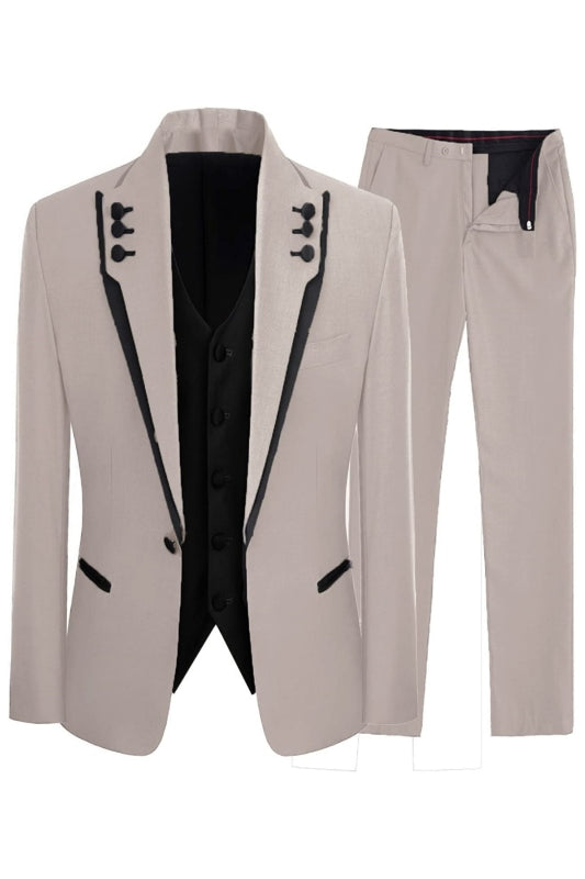 Stylish Nude Shawl Lapel Three-Piece Prom Attire