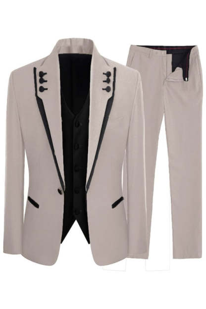 Stylish Nude Shawl Lapel Three-Piece Prom Attire