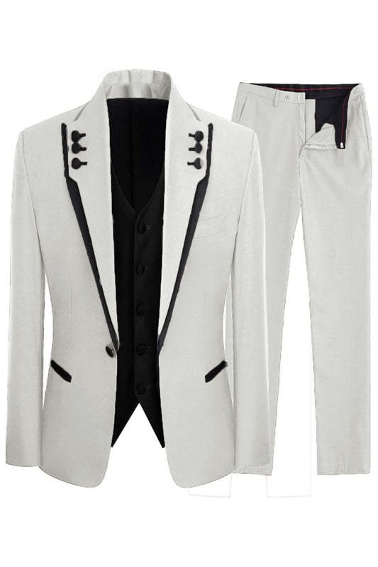 Luxe White Shawl Lapel Three Piece Men's Prom Selection