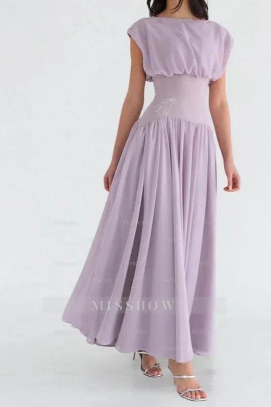 Jewel Neck Sleeveless High Waist Long Formal Dress With Appliques