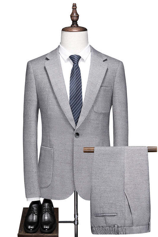 Gray Stylish One-Button Notched Lapel Prom Suit for Men