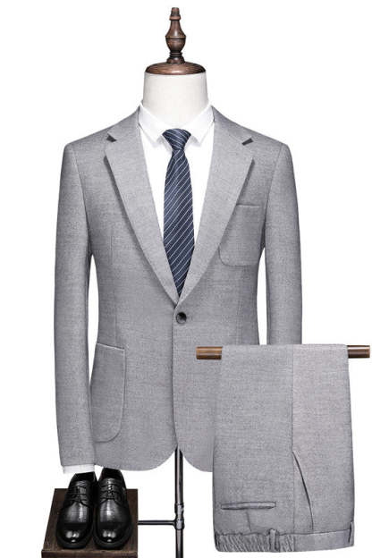Gray Stylish One-Button Notched Lapel Prom Suit for Men
