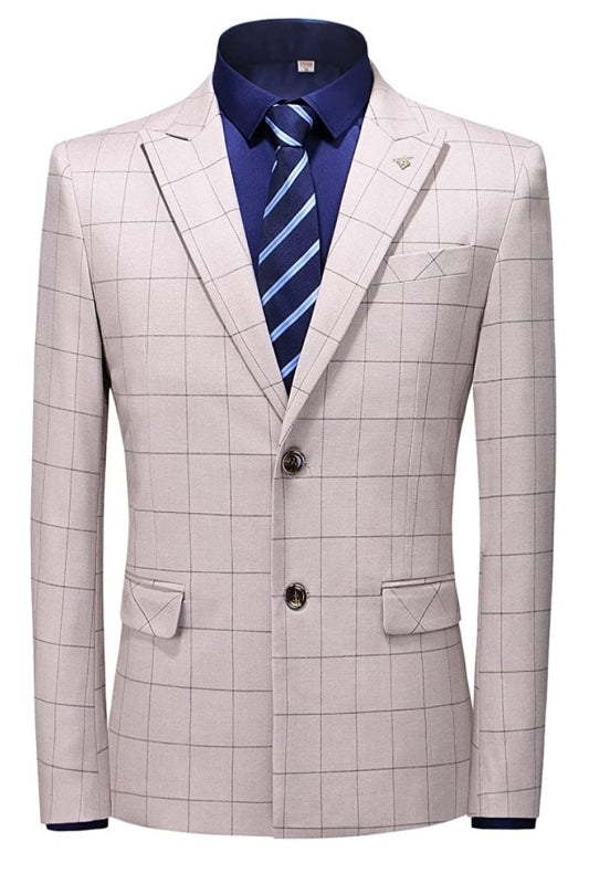 Dusty Pink Fancy Two-Piece Peaked Lapel Business Suit