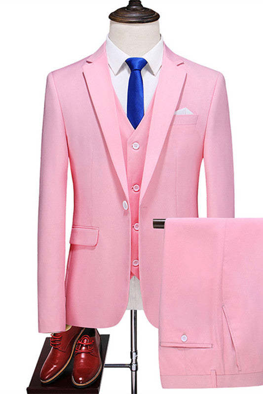 Blush Three-Piece Notched Lapel Fashion Prom Suit For Men