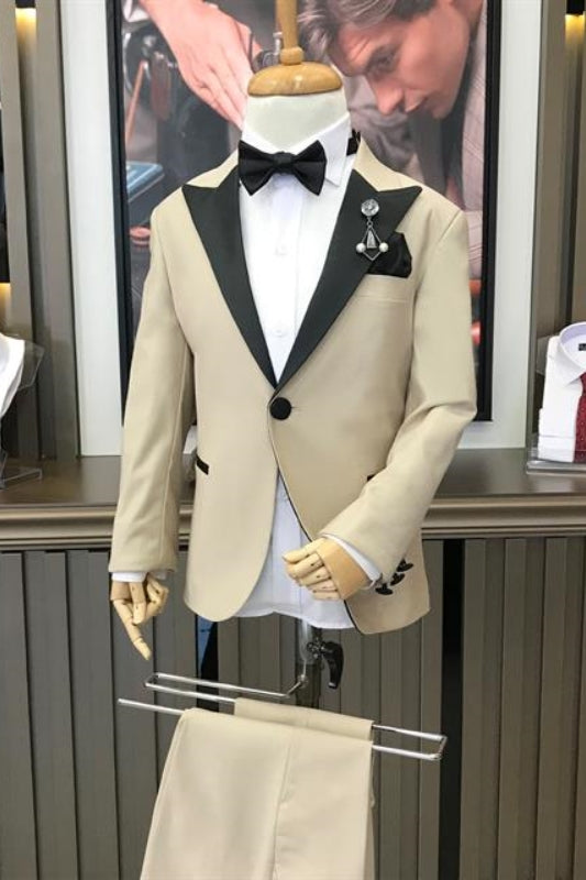 Elegant Champagne Peaked Lapel Two-Piece Fancy Prom Suit