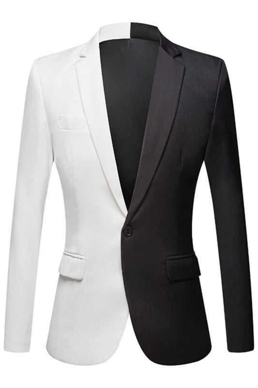 Monochrome Notched Lapel Two-Piece Chic Prom Attire