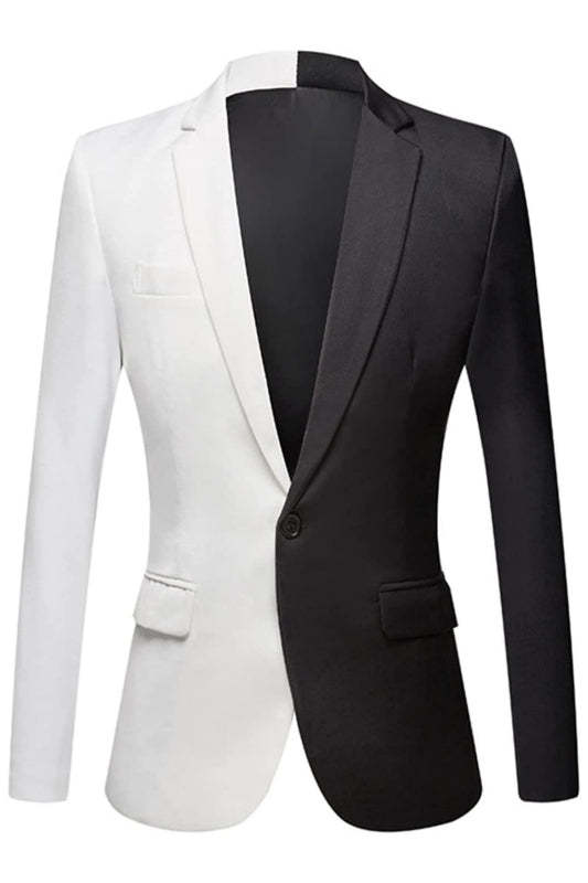 Monochrome Notched Lapel Two-Piece Chic Prom Attire