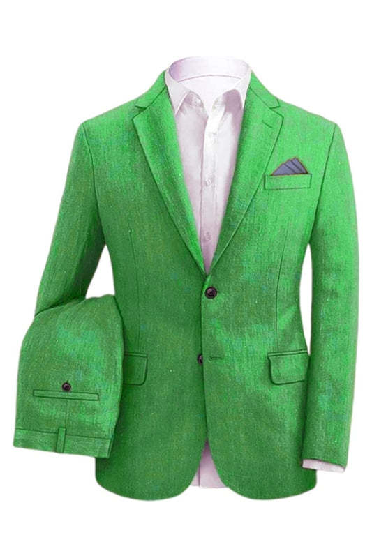 Fashionable Green Notched Lapel Two-Piece Prom Ensemble