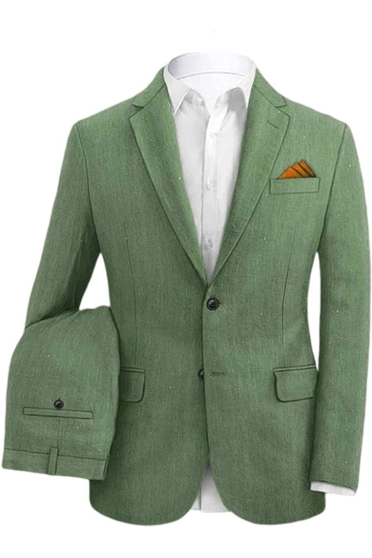 Glamorous Sage Green Notched Lapel Two-Piece Prom Suit