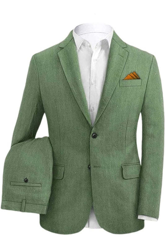 Glamorous Sage Green Notched Lapel Two-Piece Prom Suit
