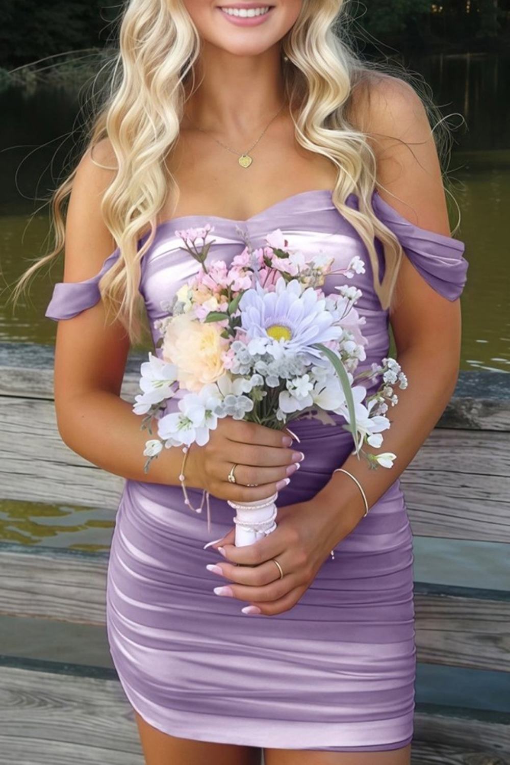 Fuchsia Bodycon Off The Shoulder Ruched Mini Party Dress