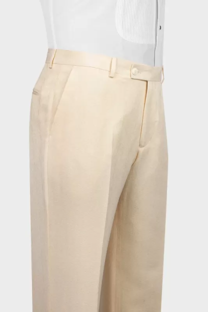 Elegant Champagne Three-Piece Prom Suit with Black Lapel