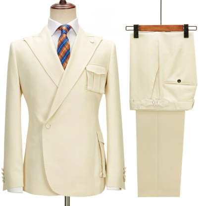 Stylish Champagne Peak Lapel Simple Prom Suit
