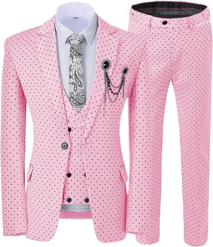 Chic Pink Notched Lapel Three-Piece Prom Outfit